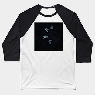 Black and White Forget-Me-Nots Baseball T-Shirt